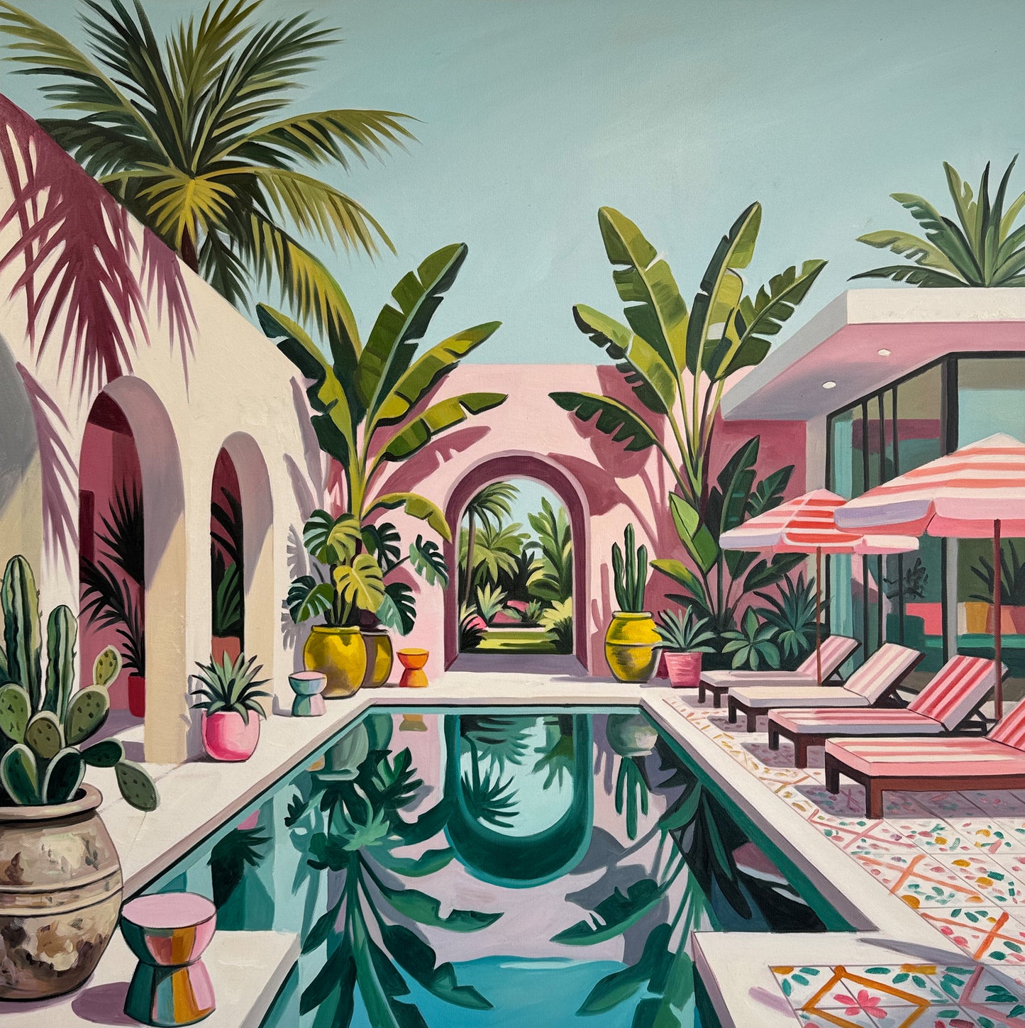 Beneath the swaying palm trees