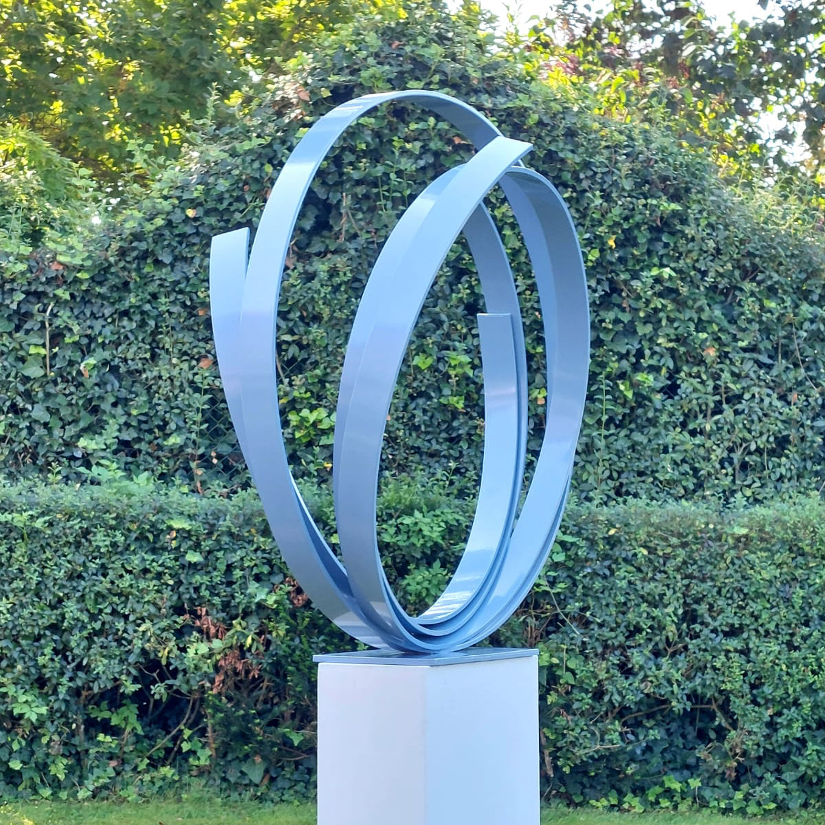 Blue Steel Orbit Sculpture - Kuno Vollet