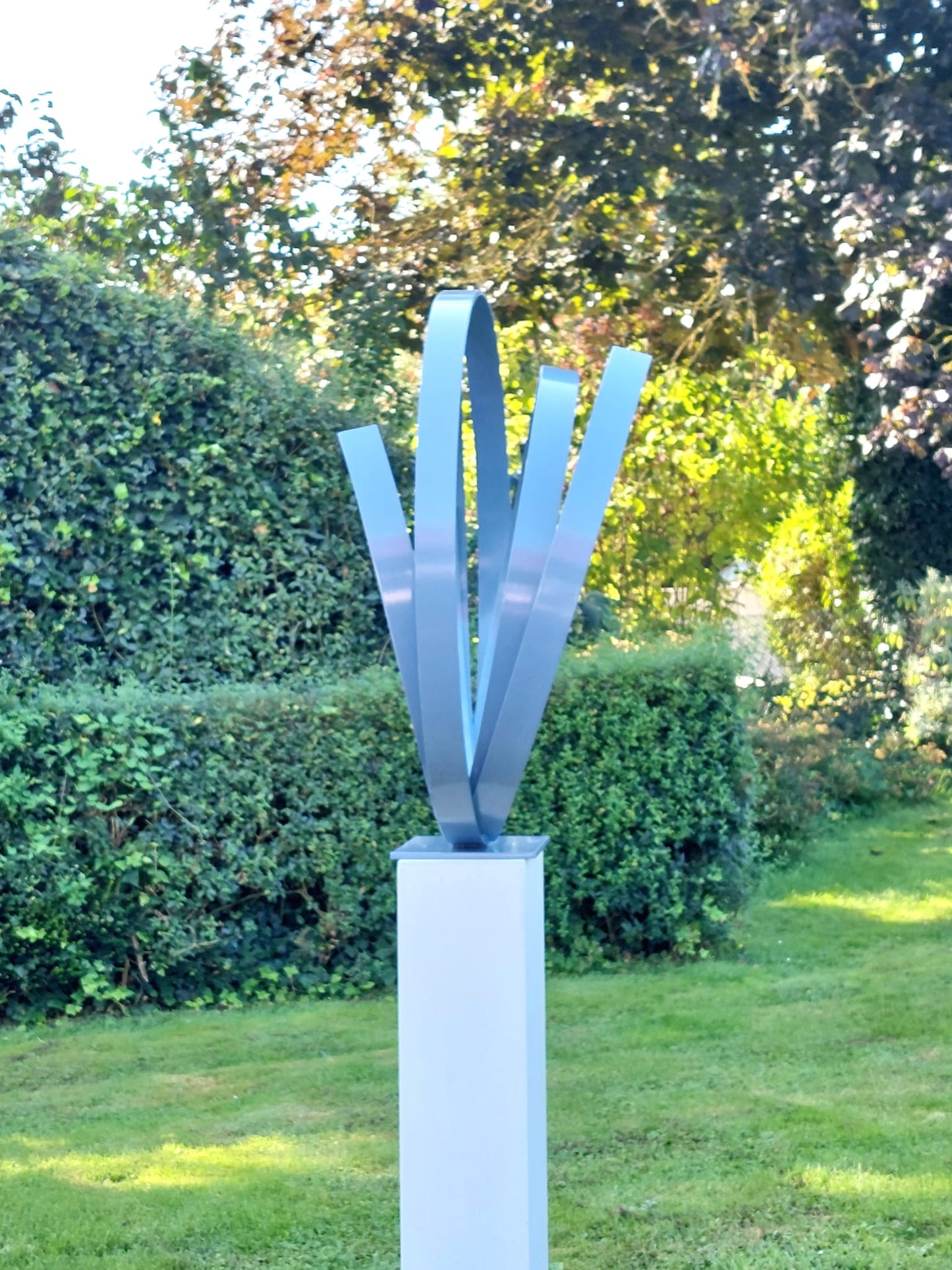 Blue Steel Orbit Sculpture - Kuno Vollet