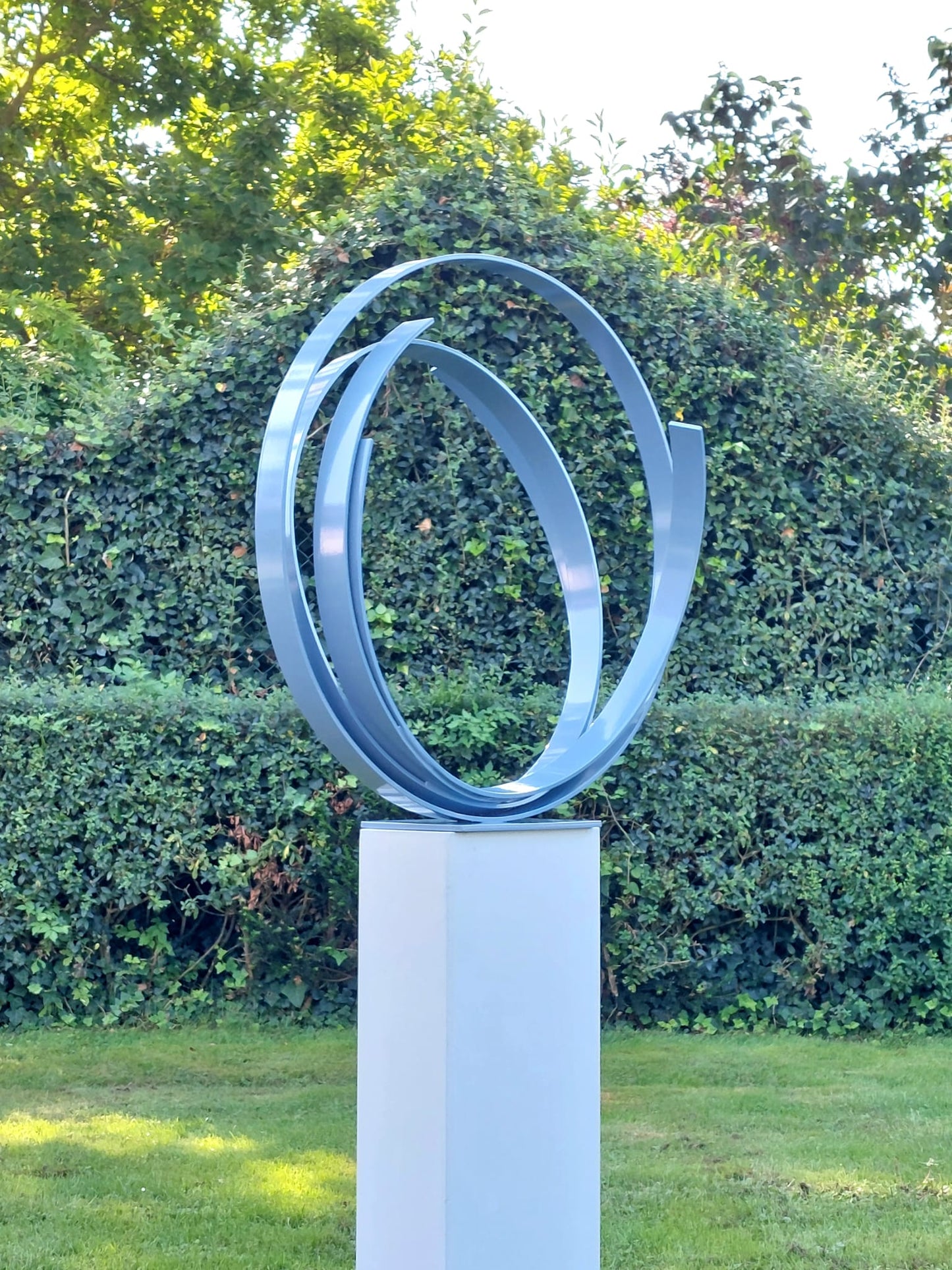 Blue Steel Orbit Sculpture - Kuno Vollet