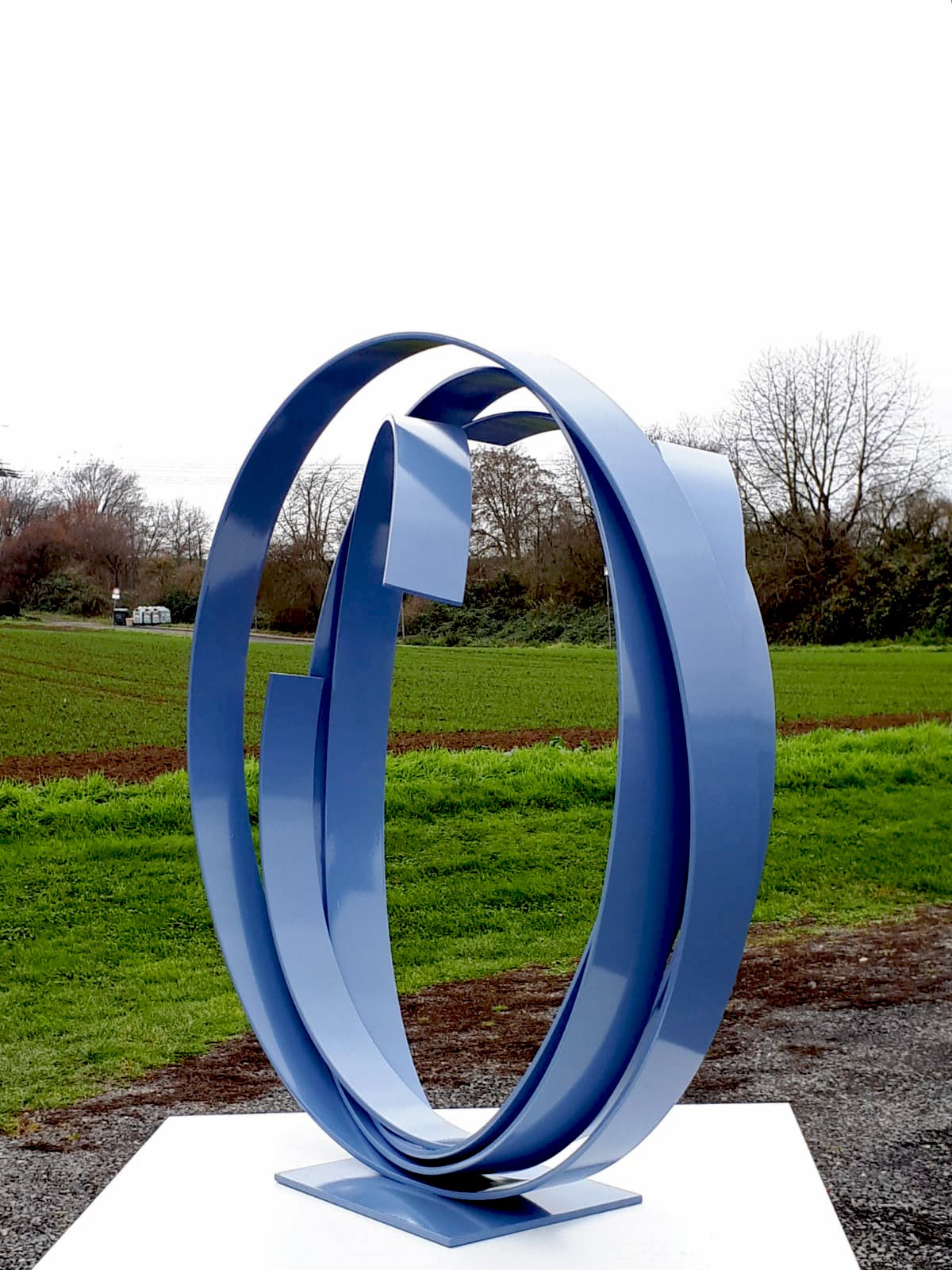 Blue Steel Orbit Sculpture - Kuno Vollet
