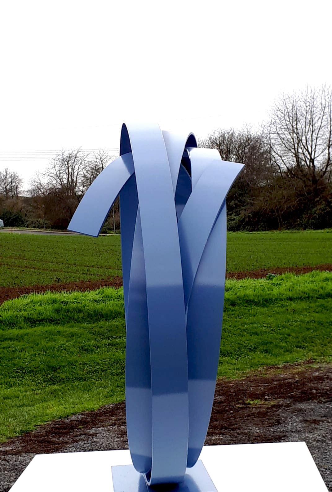 Blue Steel Orbit Sculpture - Kuno Vollet