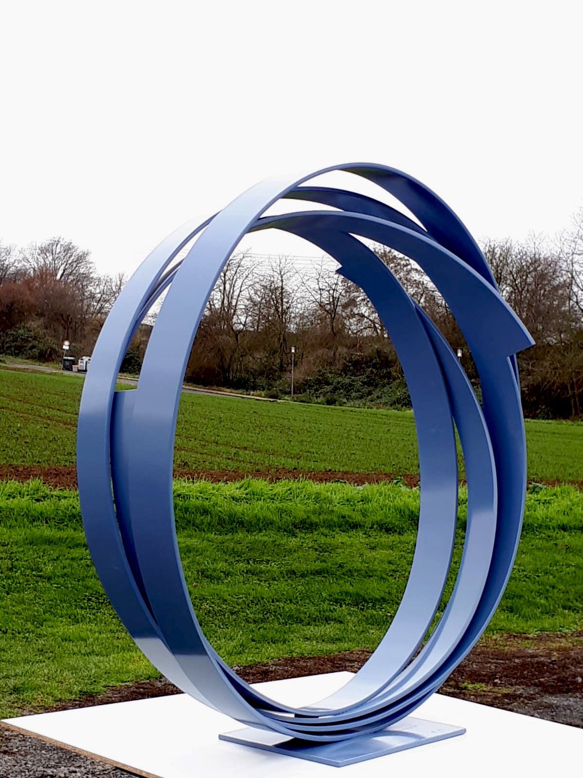 Blue Steel Orbit Sculpture - Kuno Vollet