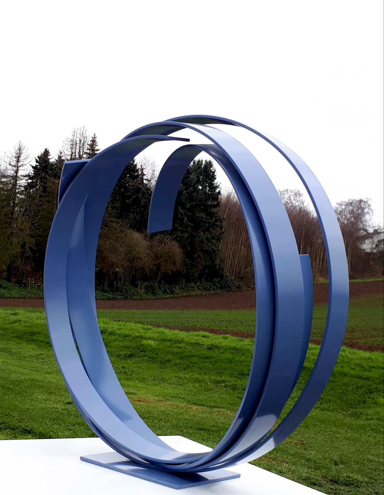 Blue Steel Orbit Sculpture - Kuno Vollet