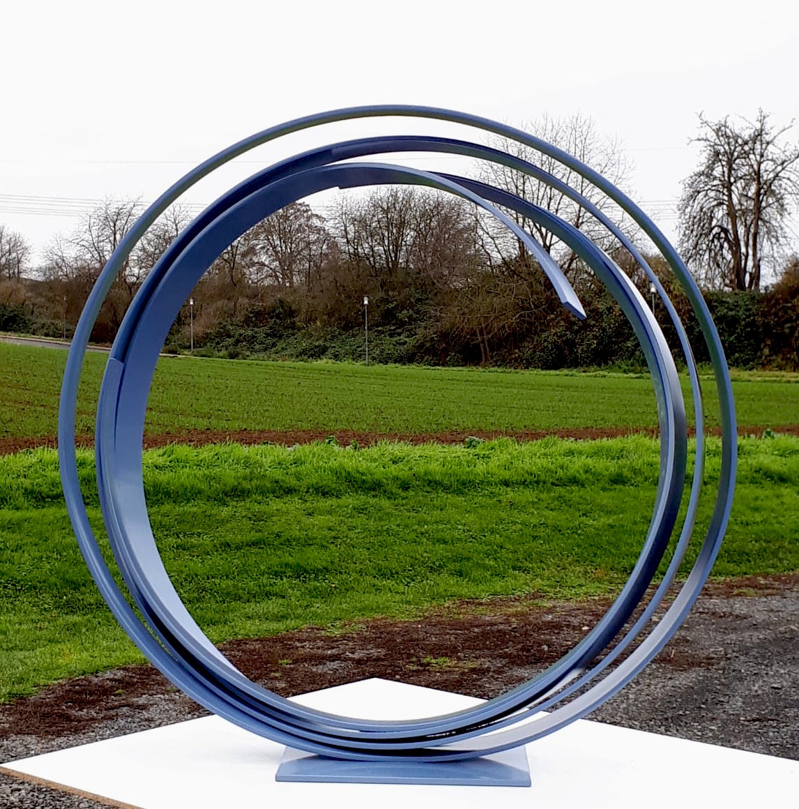 Blue Steel Orbit Sculpture - Kuno Vollet